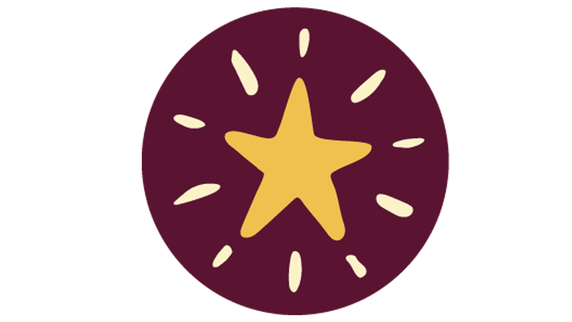 Illustration som föreställer en gul stjärna i vinröd cirkel.