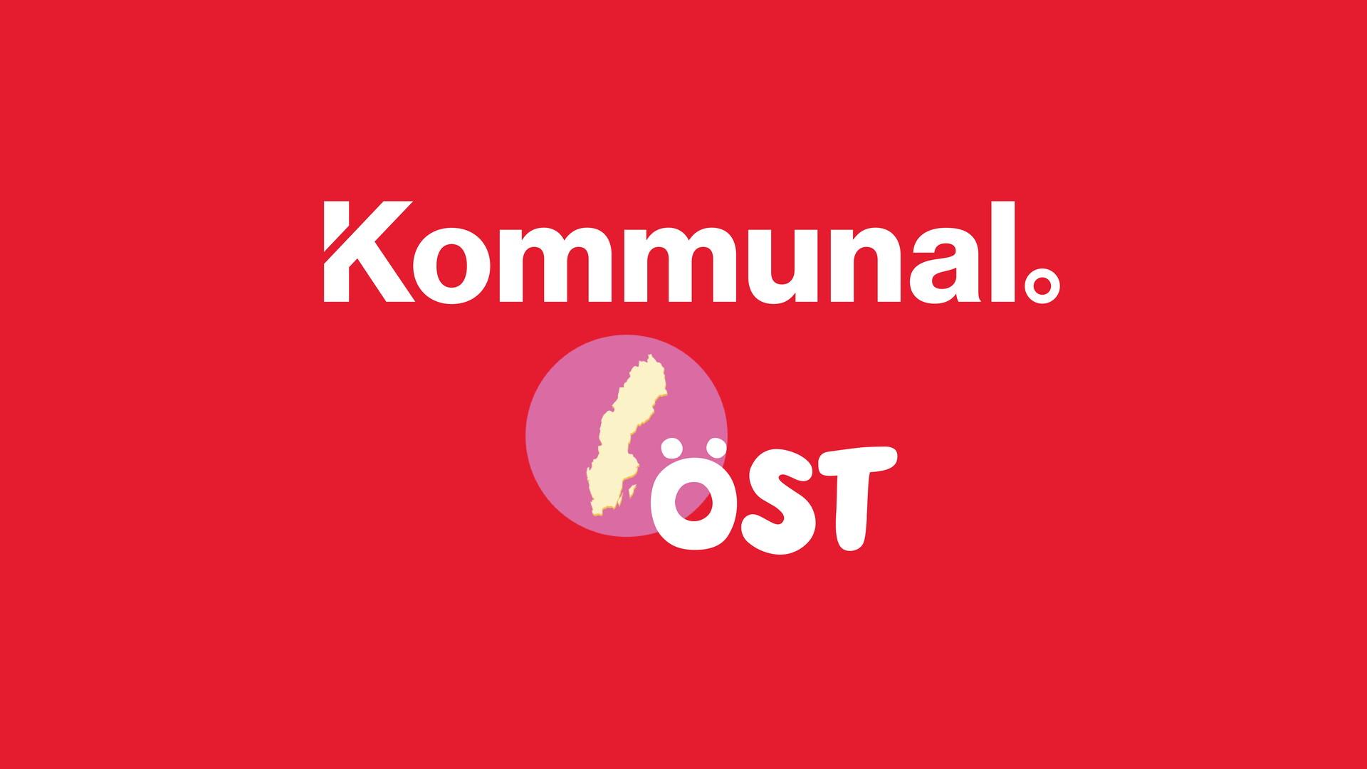 Kommunals logotyp samt en en sverigekarta med texten Öst bredvid