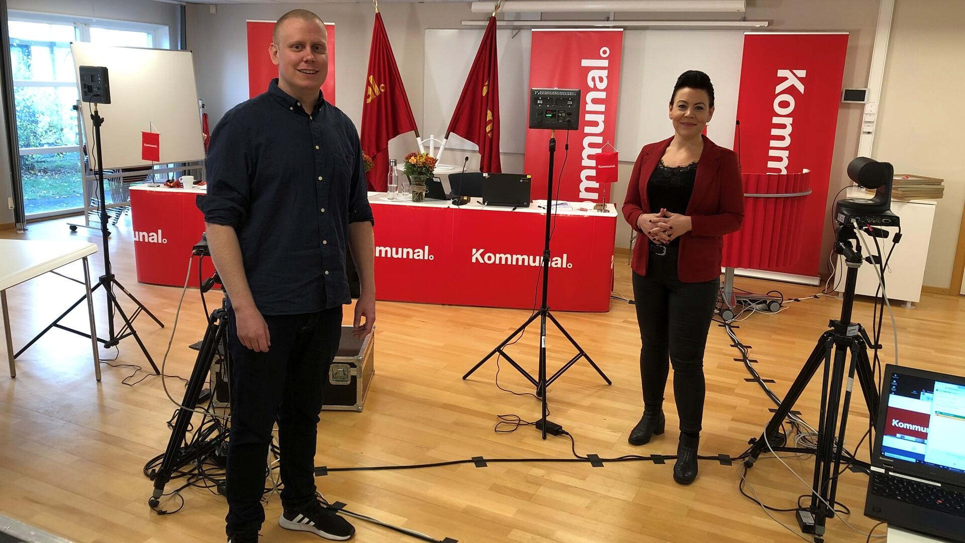 Anders Sahlström Glassel, vice ordförande i Kommunal Skåne tillsammans med ordförande Tina Christensen