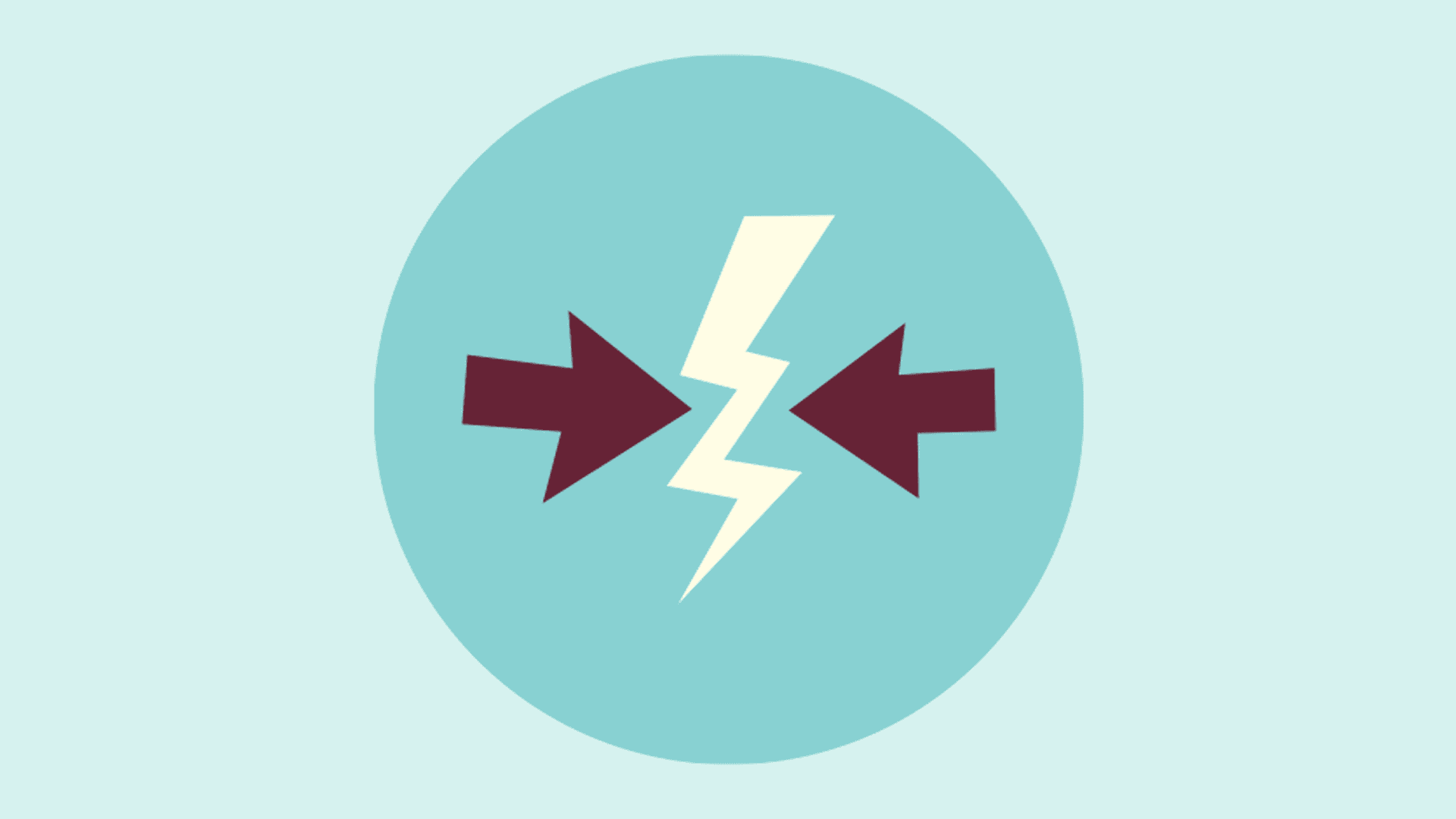 Illustration of two arrows pointing at a white lightning.