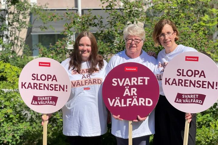 Lena Nyström, Tina Häggström och Barbro Classon från Västerbotten ringer valsamtal för fullt. 